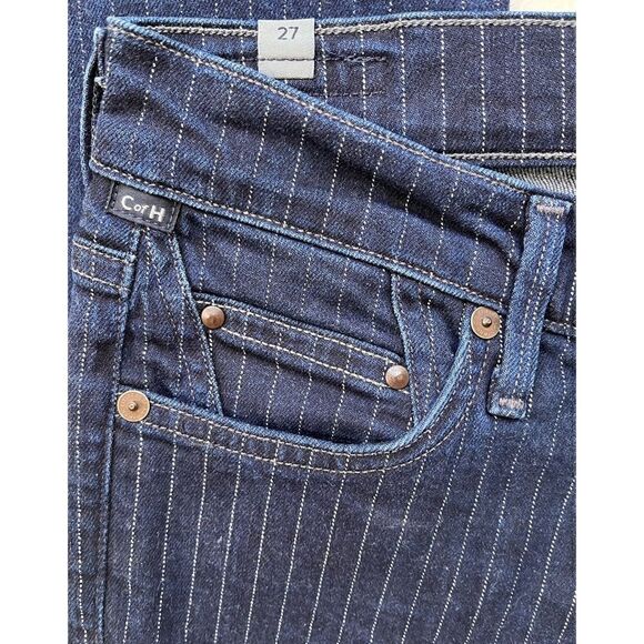 Citizens of Humanity COH Blue Pinstripe Rocket Crop High Rise Skinny Jeans - Picture 10 of 16